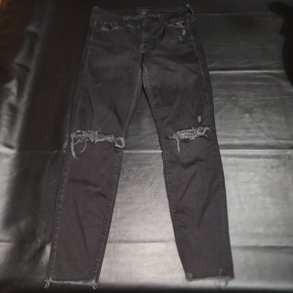 Mother Womens Black The Looker Ankle Fray Distressed Jeans 29 Butt Rip
